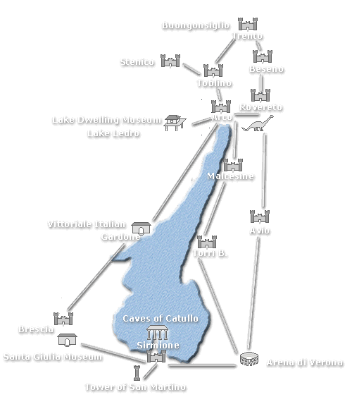 Map historic sites of Lake Garda