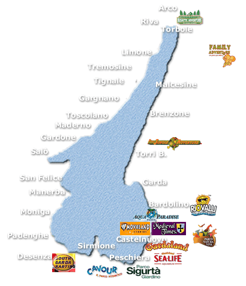 Map Lake Garda amusement parks Map Lake Garda amusement parks