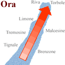 Map wind Ora at Lake Garda
